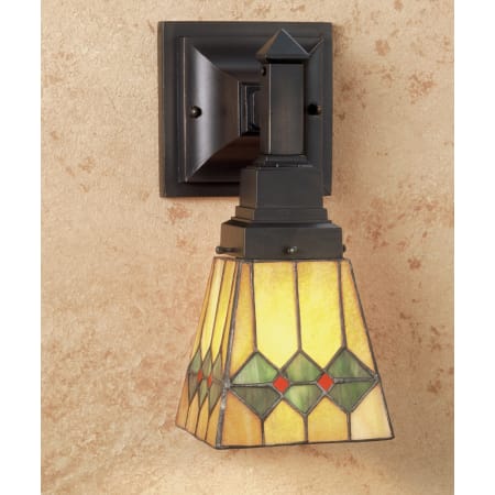 Meyda Tiffany Martini Mission 7" Wide Single Light Wall Sconce with Stained Glass Shade Tiffany Glass