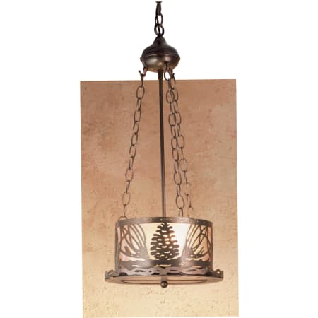 Meyda Tiffany Single Light 10" Wide Pendant with Handmade Shade Antique Copper / Silver Mica