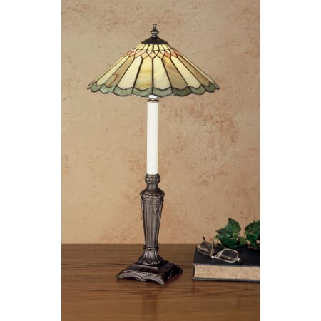Meyda Tiffany Vintage Stained Glass / Tiffany Buffet Lamp from the Scroll Jadestone Collection Tiffany Glass