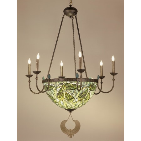 Meyda Tiffany Stained Glass / Tiffany 10 Light Up / Down Lighting Chandelier from the Lotus Bud Collection Tiffany Glass