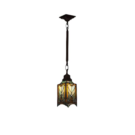 Meyda Tiffany Stained Glass / Tiffany Foyer Pendant from the Cottage Mission Collection Tiffany Glass