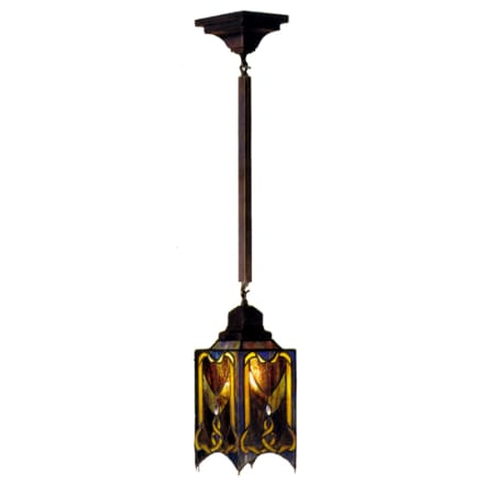 Meyda Tiffany Stained Glass / Tiffany Foyer Pendant from the Cottage Mission Collection Tiffany Glass
