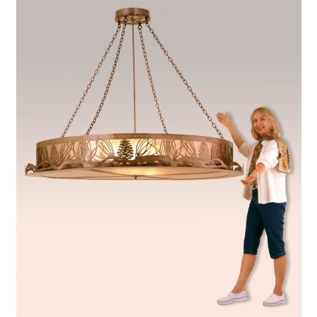 Meyda Tiffany 6 Light 72" Wide Pendant with Handmade Shade Antique Copper / Silver Mica