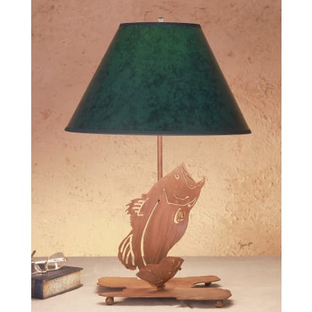 Meyda Tiffany Table Lamp from the Fish Du Jour Collection Hunter Green Rust