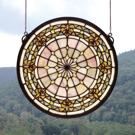 Meyda Tiffany 13 Inch Diameter Stained Glass Window from the Fleur-de-lis Collection Tiffany Glass