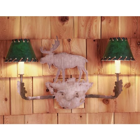 Meyda Tiffany Moose 20" Wide 2 Light Double Sconce with Leather Shade Antique Copper