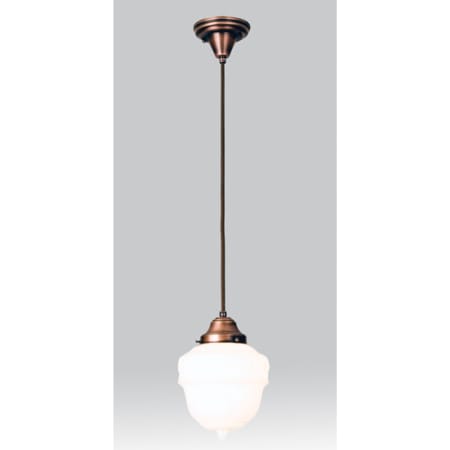 Meyda Tiffany Single Light 7-1/2" Wide Mini Pendant with Handmade Shade Burnished Copper