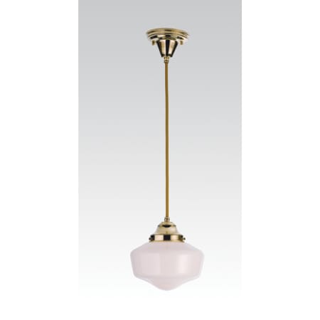 Meyda Tiffany Single Light "Schoolhouse" Mini Pendant Polished Brass