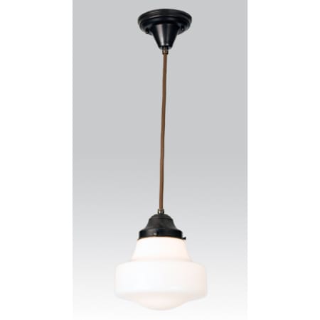 Meyda Tiffany Single Light 9" Wide Mini Pendant with Handmade Shade Craftsman Brown