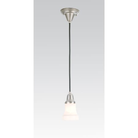 Meyda Tiffany Single Light 5" Wide Mini Pendant with Handmade Shade Satin Nickel
