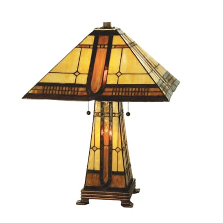 Meyda Tiffany Southwest Tiffany Three Light Table Lamp Beige / Honey