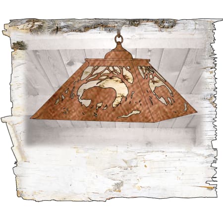 Meyda Tiffany 2 Light 22-1/2" Wide Pendant with Handmade Shade Antique Copper / Silver Mica