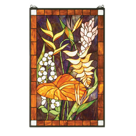 Meyda Tiffany Tiffany Rectangular Stained Glass Window Pane from the Tropical Floral Collection Solid Brass