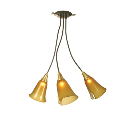 Meyda Tiffany 3 Light 26" Wide Multi Light Pendant with Handmade Shade Timeless Bronze