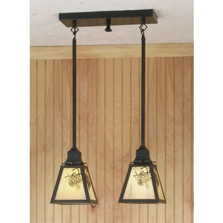 Meyda Tiffany 2 Light 17" Wide Linear Pendant with Handmade Shade N/A