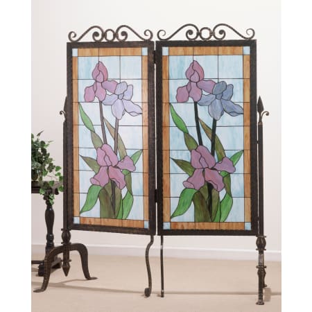 Meyda Tiffany Tiffany Two Panel Stained Glass Screens from the Iris Collection Weathered Bronze