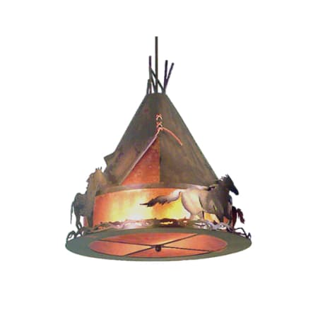 Meyda Tiffany 4 Light 24" Wide Pendant with Handmade Shade Antique Copper