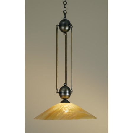 Meyda Tiffany Single Light 21" Wide Pendant with Handmade Shade Antique Brass