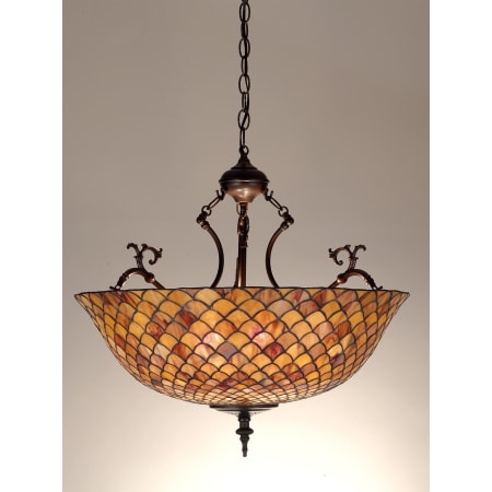 Meyda Tiffany 3 Light 24" Wide Pendant with Handmade Shade Mahogany Bronze