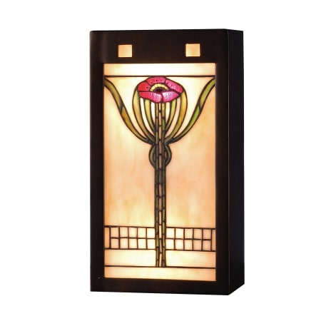 Meyda Tiffany Stained Glass / Tiffany Wall Washers Wall Sconce from the Parker Poppy Collection Mahogany Bronze