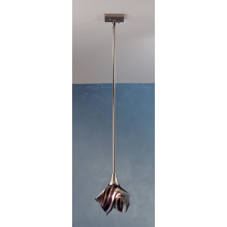Meyda Tiffany Single Light 9" Wide Mini Pendant with Handmade Shade Brushed Nickel