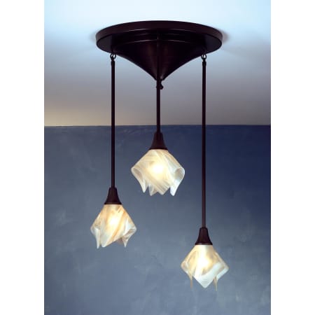 Meyda Tiffany 3 Light 24" Wide Multi Light Pendant with Handmade Shade Craftsman Brown