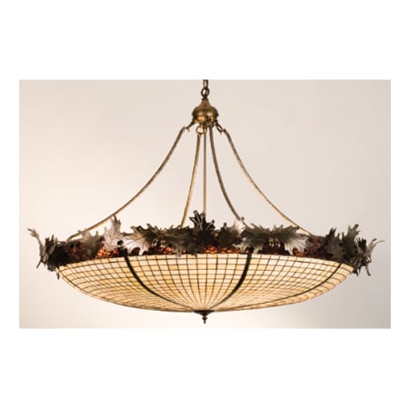 Meyda Tiffany Six Light Bowl Pendant from the Acorn & Oak Leaves Collection Antique Copper