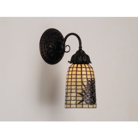 Meyda Tiffany 12" Wide Single Light Wall Sconce with Stained Glass Shade Mahogany Bronze