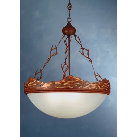 Meyda Tiffany 4 Light 25" Wide Pendant with Handmade Shade Rust