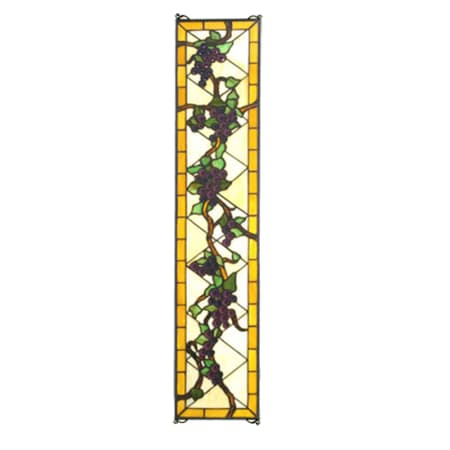 Meyda Tiffany Tiffany Rectangular Stained Glass Window from the Jeweled Grape Collection Solid Brass