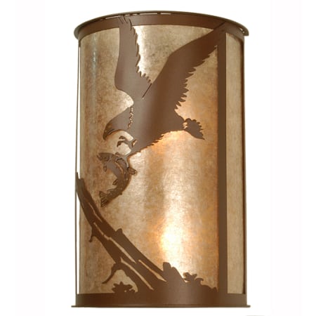 Meyda Tiffany Strike of the Eagle 12" Wide 2 Light Wall Washer with Mica Glass Shade Craftsman Brown