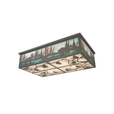 Meyda Tiffany Eight Light Down Lighting Flush Mount Ceiling Fixture from the Wildlife Collection Tarnished Copper