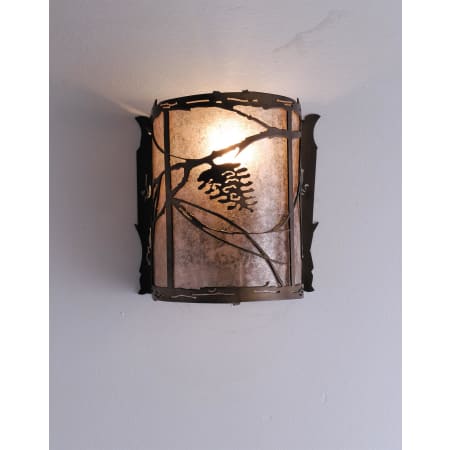 Meyda Tiffany 7" Wide ADA Compliant Single Light Wall Sconce with Mica Glass Shade Antique Copper
