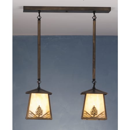 Meyda Tiffany 2 Light 24" Wide Multi Light Pendant with Handmade Shade Antique Copper