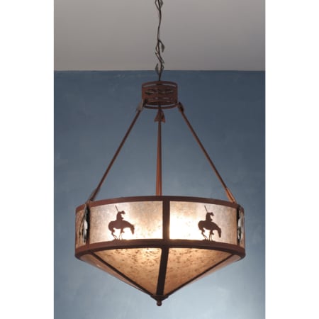 Meyda Tiffany 4 Light 24" Wide Pendant with Handmade Shade Rust