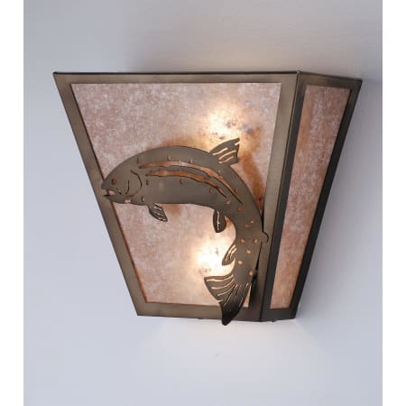 Meyda Tiffany 13" Wide Single Light Wall Washer with Mica Glass Shade Antique Copper