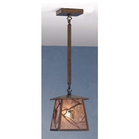 Meyda Tiffany Single Light 10" Wide Mini Pendant with Handmade Shade Antique Copper