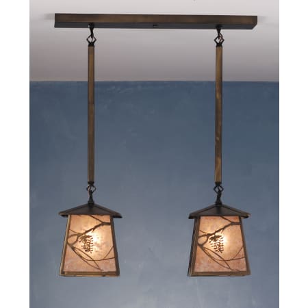 Meyda Tiffany 2 Light 30-1/2" Wide Multi Light Pendant with Handmade Shade Antique Copper