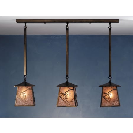 Meyda Tiffany 3 Light Pendant with Handmade Shade Antique Copper