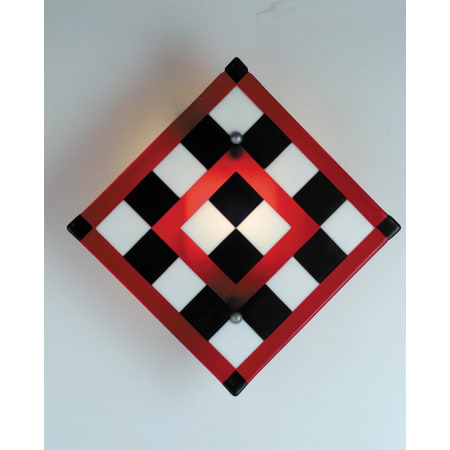 Meyda Tiffany Metro 17" Wide ADA Compliant Single Light Wall Washer Black / White Check with Red Stripe