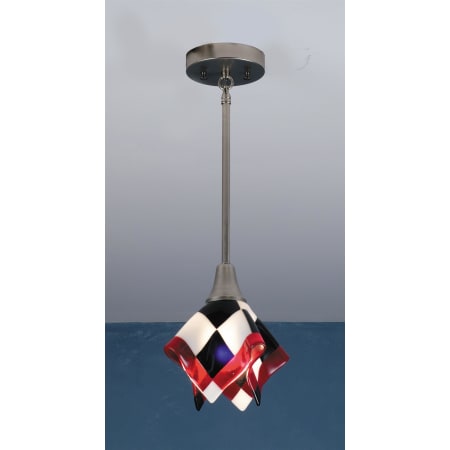 Meyda Tiffany  Mini Pendant from the Metro Handkerchief Collection Black / White Check with Red Stripe