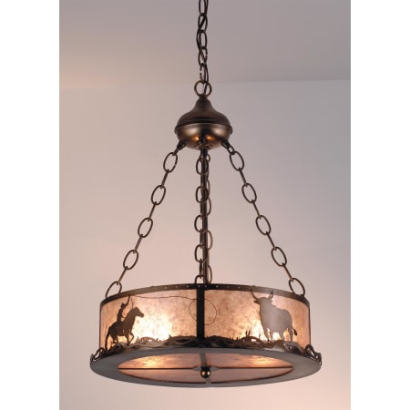 Meyda Tiffany 2 Light 16" Wide Pendant with Handmade Shade Antique Copper