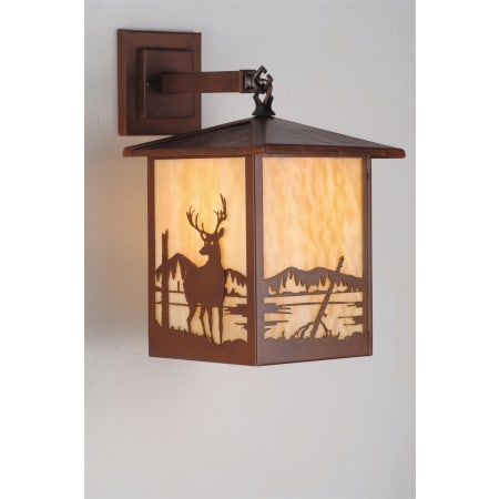 Meyda Tiffany 9" Wide Single Light Wall Sconce with Art Glass Shade Rust