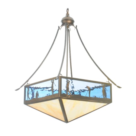 Meyda Tiffany 4 Light 31-1/2" Wide Pendant with Handmade Shade Solid Brass