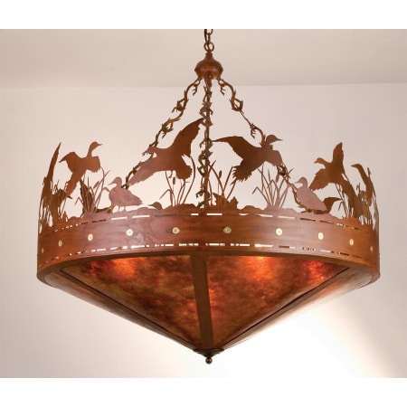 Meyda Tiffany 7 Light 48" Wide Pendant with Handmade Shade Rust