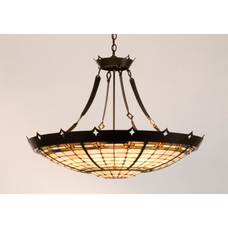 Meyda Tiffany Stained Glass / Tiffany Six Light Bowl Pendant from the Fleurs Collection Mahogany Bronze