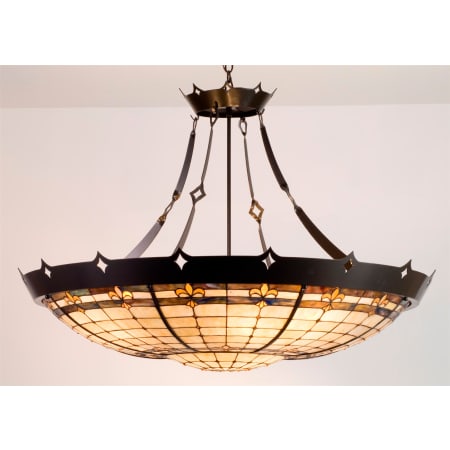 Meyda Tiffany Stained Glass / Tiffany Ten Light Bowl Pendant from the Fleurs Collection Mahogany Bronze