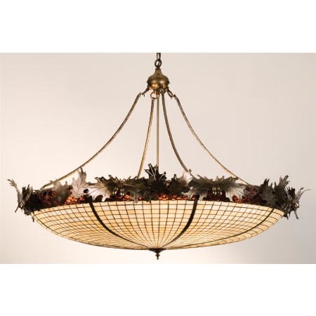 Meyda Tiffany Eight Light Bowl Pendant from the Acorn & Oak Leaves Collection Antique Copper