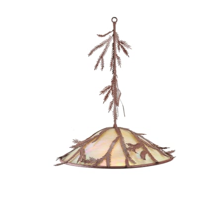 Meyda Tiffany Three Light Down Lighting Pendant from the Pine Branch Collection Rust and Wrought Iron