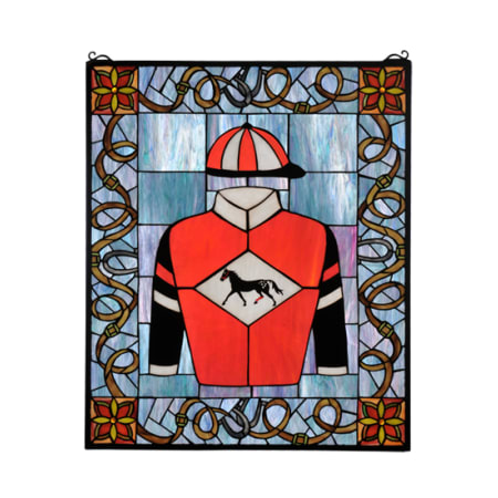 Meyda Tiffany Tiffany Rectangular Stained Glass Window Pane from the Jockey Silks Collection Solid Brass
